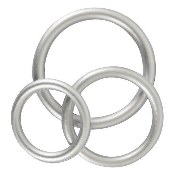 Набір із 3 ерекційних кілець Metallic Silicone Cock Ring Set, срібний