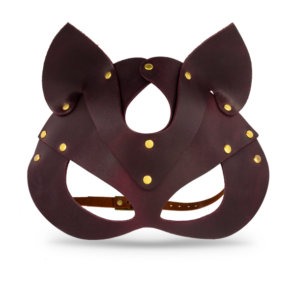 Преміум маска кішечки LOVECRAFT, натуральна шкіра, фіолетова, подарункова упаковка