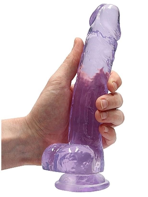 Фаллоимитатор Realrock Crystal Clear Dildo Realistic 8, фиолетовый, Фиолетовый