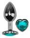 Анальная пробка с кристаллом EGZO - Dark Silver Heart Plug Marine size M, Серебристый