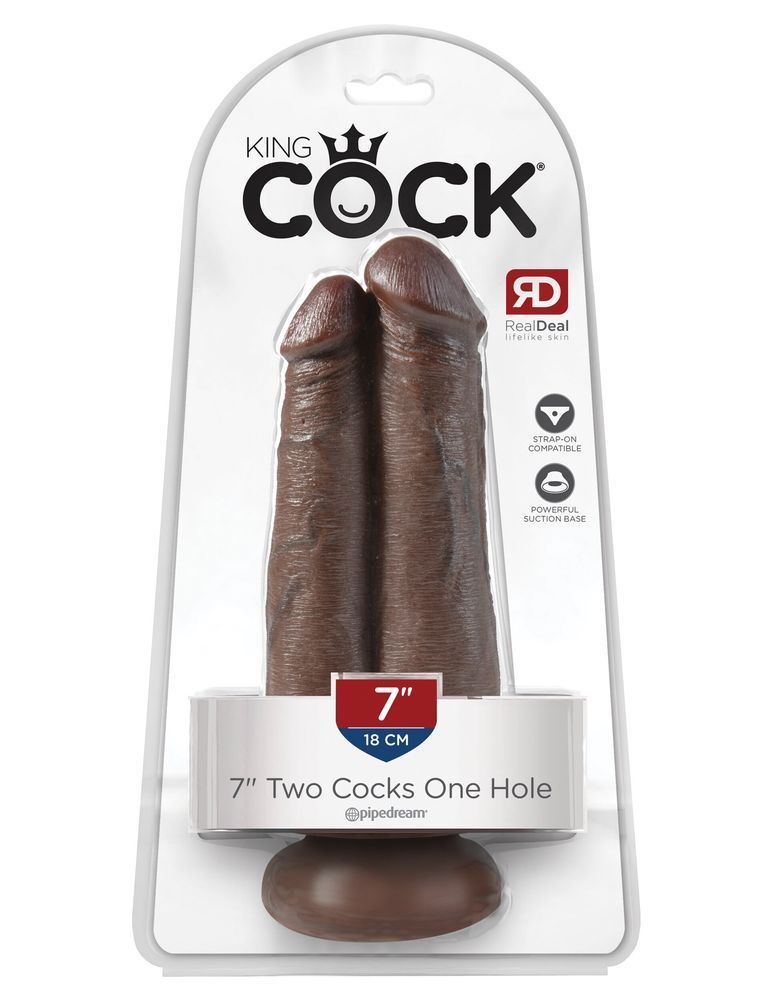 Подвійний фалоімітатор Pipedream King Cock 7" Two Cocks One Hole, Коричневий