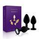 Набор анальных пробок с кристаллом Rianne S: Booty Plug Set Black, диаметр 2,7см, 3,5см, 4,1см, Черный