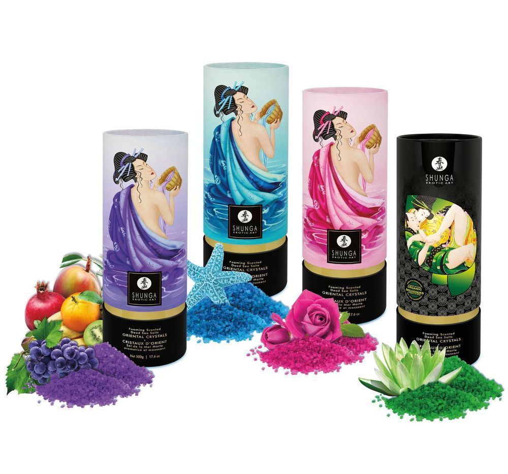 Пенящаяся соль для ванны Shunga Dead Sea salt Oriental Crystals &mdash; Rose Petal (500 г), соль Мертвого моря