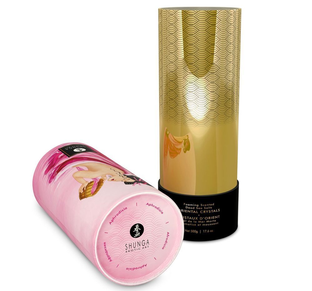 Пенящаяся соль для ванны Shunga Dead Sea salt Oriental Crystals &mdash; Rose Petal (500 г), соль Мертвого моря