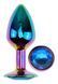 Анальная пробка с кристаллом EGZO - Multicolor Round Plug Black size S, Мультиколор