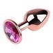 Анальная пробка с кристаллом EGZO - Rose Gold Round Plug Rose size S, Розовое золото