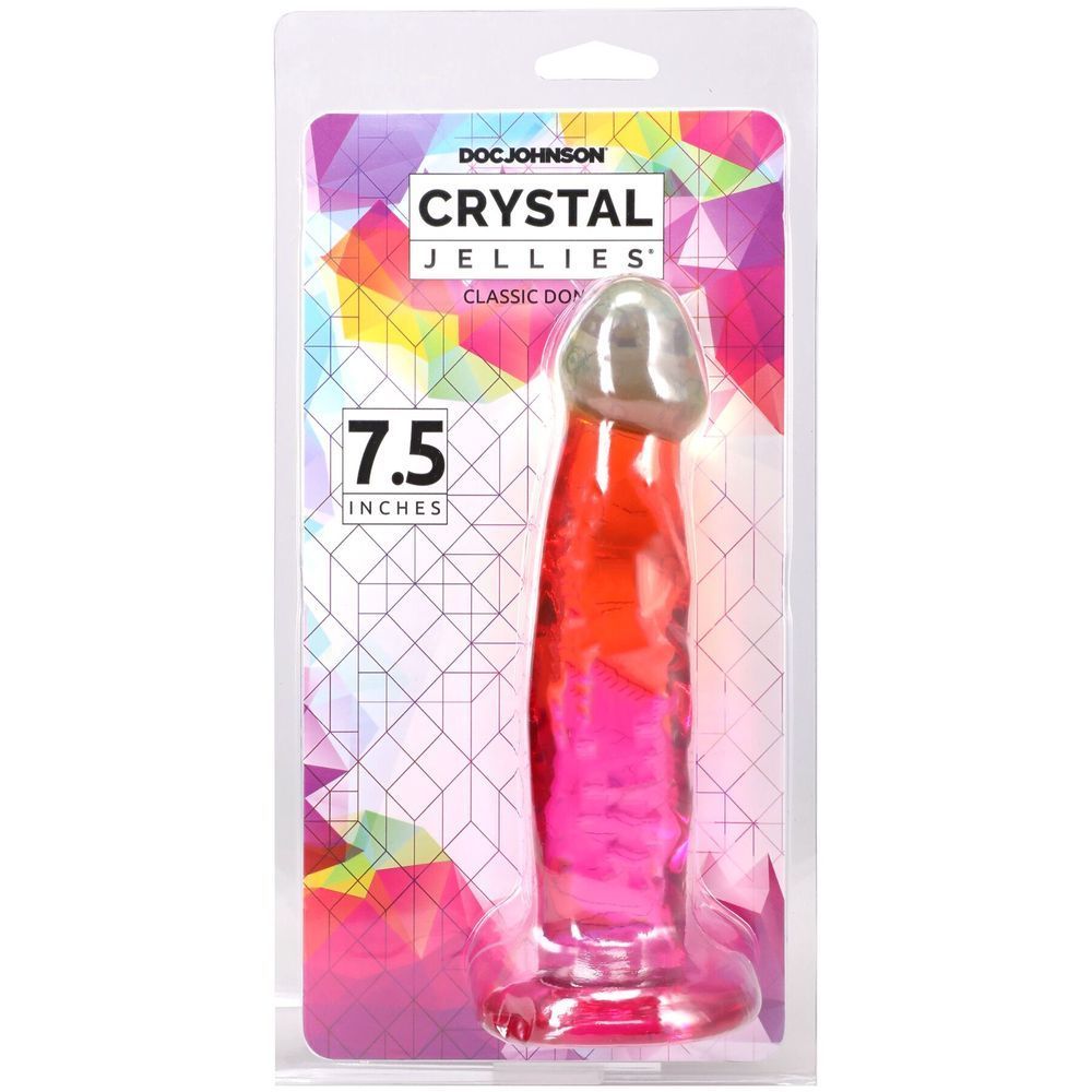Фаллоимитатор Doc Johnson Crystal Jellies - 7.5 Inch Classic Dong - Rainbow, Красный