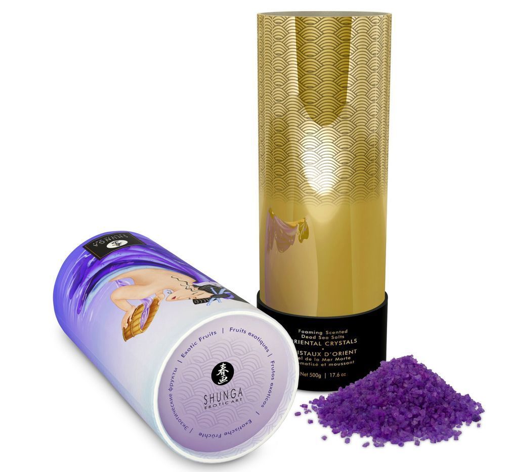 Пенящаяся соль для ванны Shunga Dead Sea salt Oriental Crystals &mdash; Exotic Fruits (500 г), соль Мертвого моря