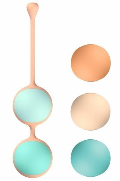 Вагинальные шарики Liebe Kewos &mdash; Peach/Mint, 5 шариков в комплекте, 15, 25, 35, 45 и 55 г