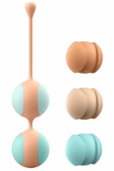 Вагинальные шарики Liebe Kewos &mdash; Peach/Mint, 5 шариков в комплекте, 15, 25, 35, 45 и 55 г