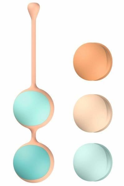 Вагинальные шарики Liebe Kewos &mdash; Peach/Mint, 5 шариков в комплекте, 15, 25, 35, 45 и 55 г