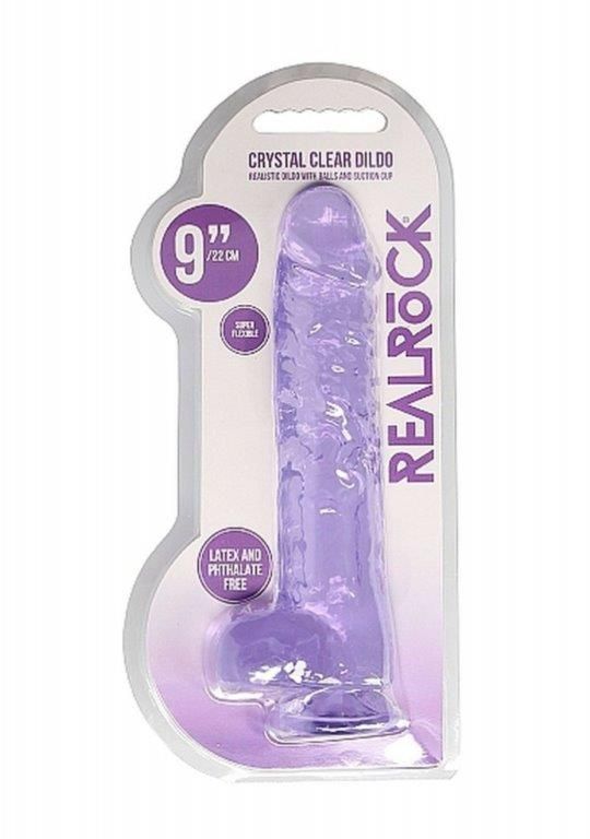 Фаллоимитатор Realrock Crystal Clear Dildo Realistic 9, фиолетовый, Фиолетовый