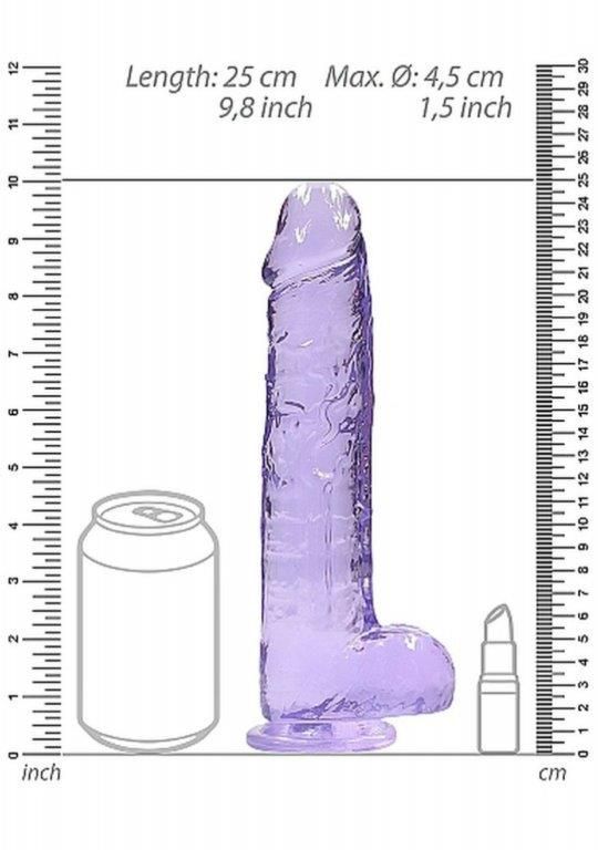 Фаллоимитатор Realrock Crystal Clear Dildo Realistic 9, фиолетовый, Фиолетовый