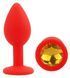 Силиконовая анальная пробка EGZO - Silicone Red Round Plug Yellow, size S, Красный