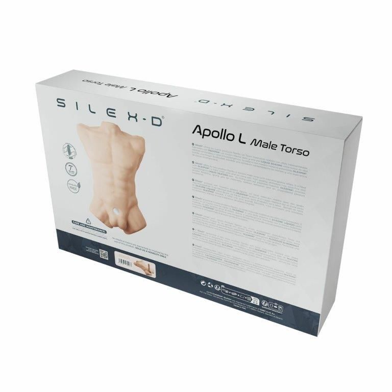 Торс с фаллоимитатором на присоске SilexD Apollo L Male Torso, суперреалистичный, термореактивный, телесный, телесный