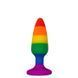 Силіконова анальна пробка Wooomy Hiperloo Silicone Rainbow Plug S, діаметр 2,4 см, довжина 9 см, Райдужний