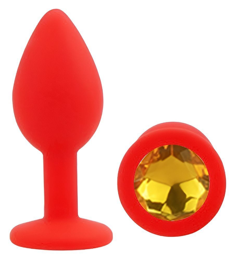 Силиконовая анальная пробка EGZO - Silicone Red Round Plug Yellow, size S, Красный