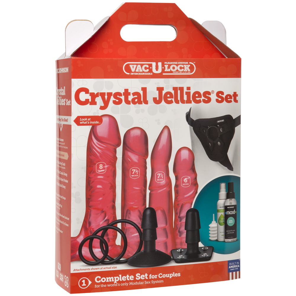 Набор для страпона Doc Johnson Vac-U-Lock Crystal Jellies Set, диаметр 3,8см, 2×4,5см, 5,1см