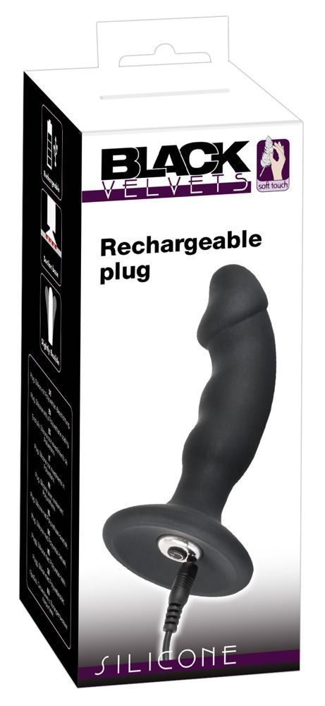 Анальная пробка с вибрацией Black Velvets Rechargeable Plug, Черный