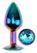 Анальная пробка с кристаллом EGZO - Multicolor Round Plug Aqua size S, Мультиколор