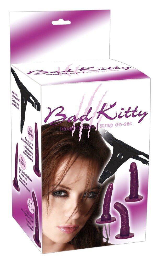 Женский страпон с тремя насадками Bad Kitty Strap-on Set от Orion