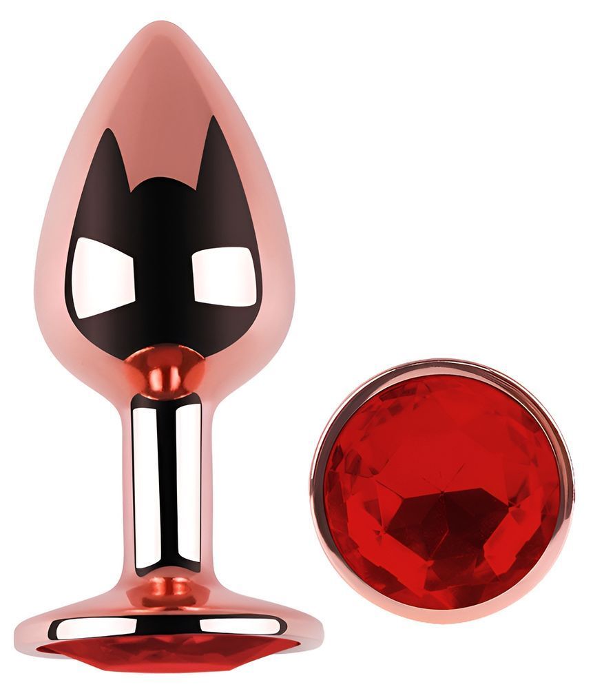 Анальная пробка с кристаллом EGZO - Rose Gold Round Plug Red size S, Розовое золото