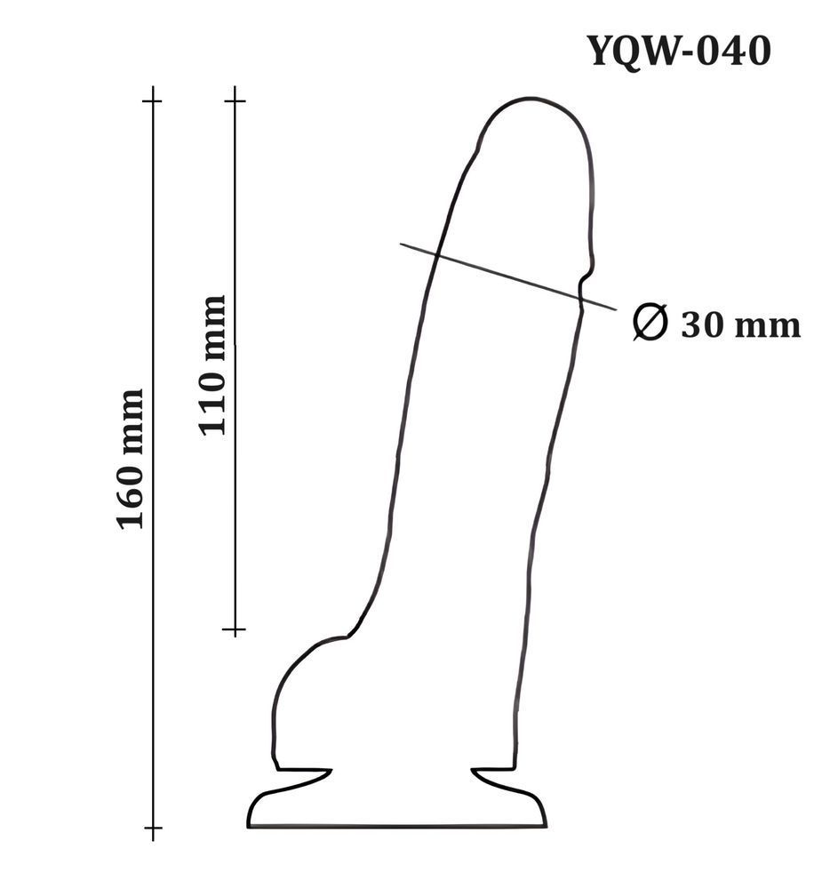 Фаллоимитатор с мошонкой на присоске из двухслойного силикона OYO - Dildo Double Layer Silicone YQW-040 (длина 16 см, диаметр 3 см), телесный