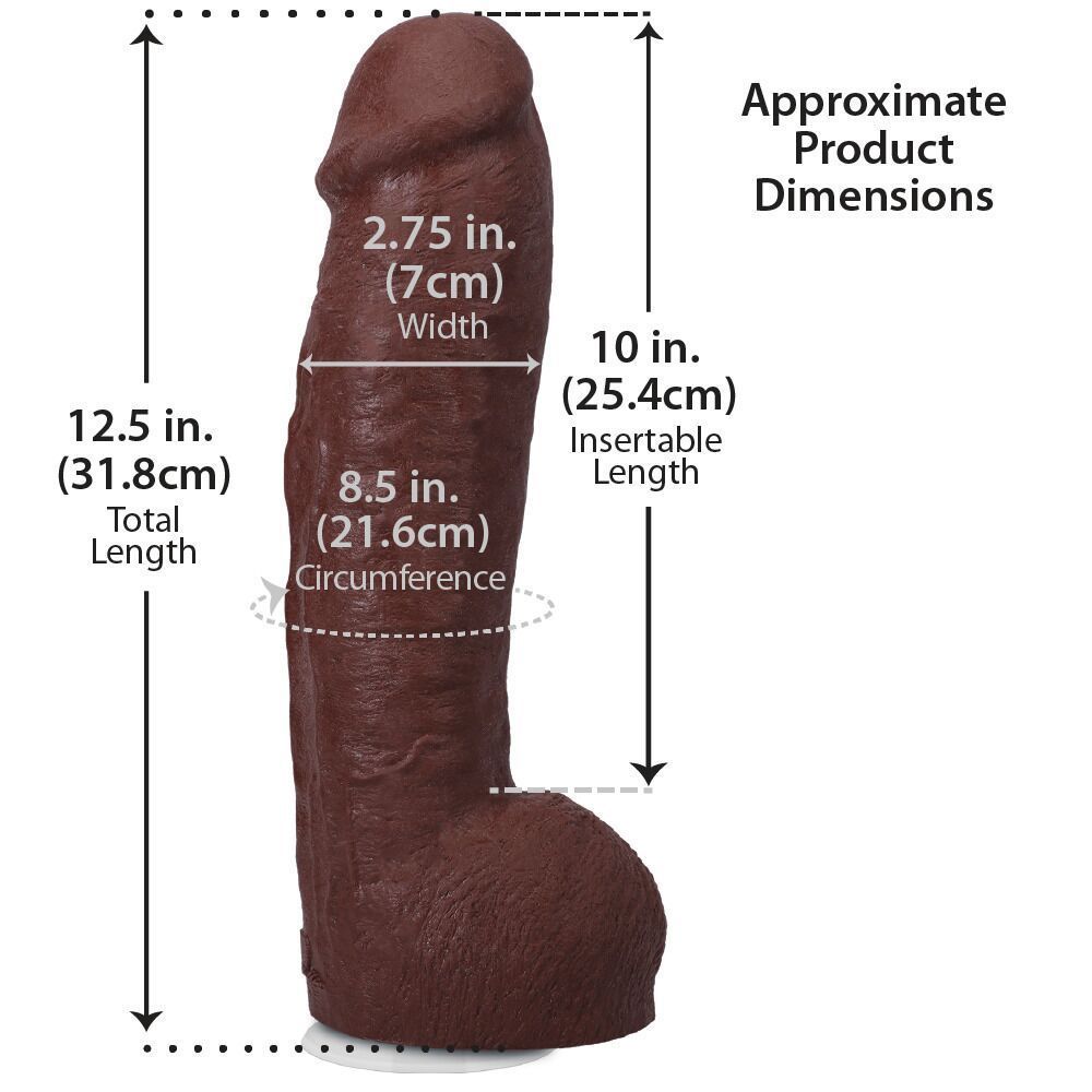 Фалоімітатор Doc Johnson The Realistic Cock ULTRASKYN - 12 Inch Hung with Balls Chocolate, Черный