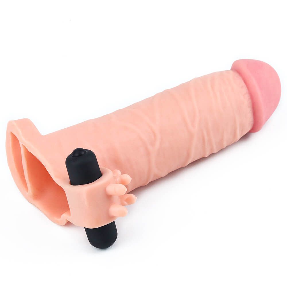 Подовжуюча насадка на пеніс Pleasure X-Tender Vibrating Penis Sleeve Add 2 "Flesh