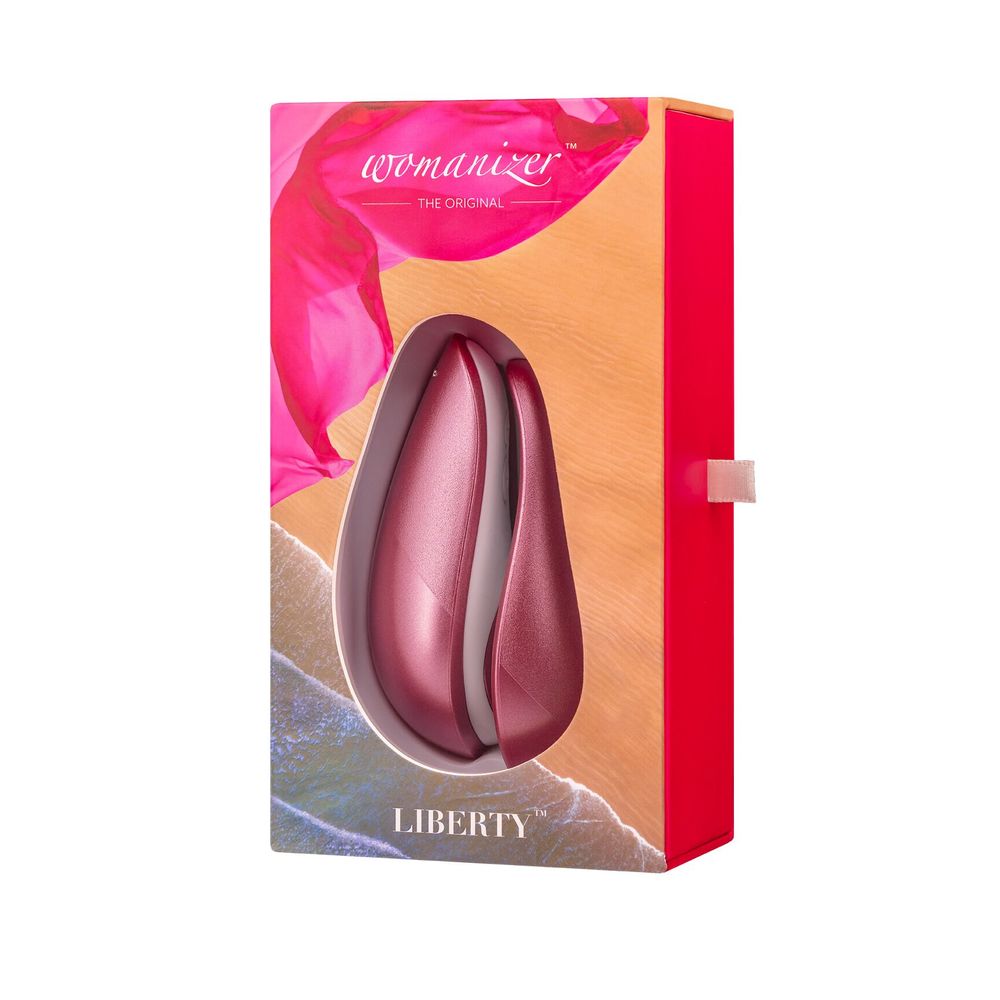 Вакуумный клиторальный стимулятор Womanizer Liberty Pink, магнитная крышка, 2 насадки
