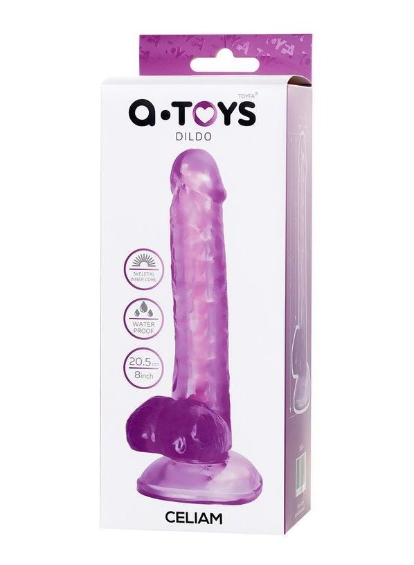Фалоімітатор Realistic dildo A-Toys TOYFA Celiam &mdash; з мошонкою та присоскою, Фіолетовий
