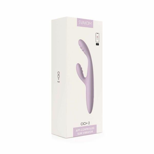 Тонкий кролик-вибратор Svakom Cici+ 2 Lilac, управление со смартфона, подогрев до 38 &deg;C, Сиреневый