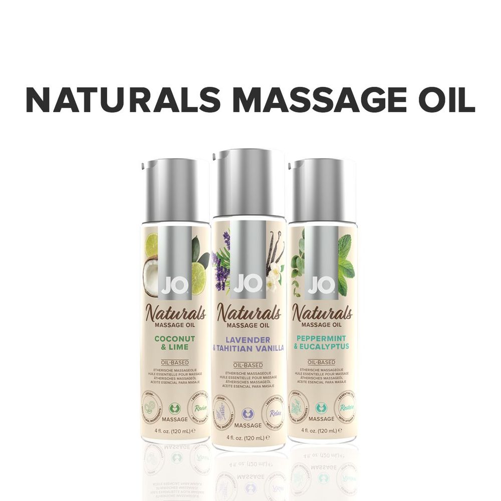 Массажное масло System JO – Naturals Massage Oil – Lavender & Vanilla с эфирными маслам (120 мл)