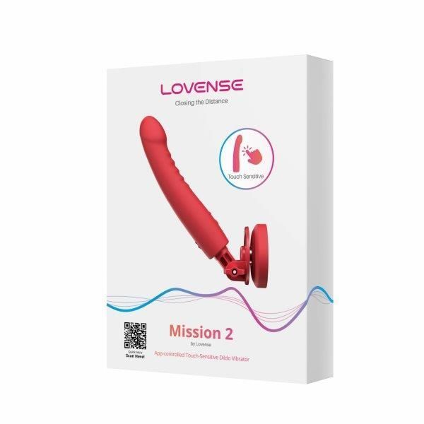 Дилдо с вибрацией Lovense Mission 2 с технологией &laquo;Touch-Sense&raquo;, на присоске, Красный