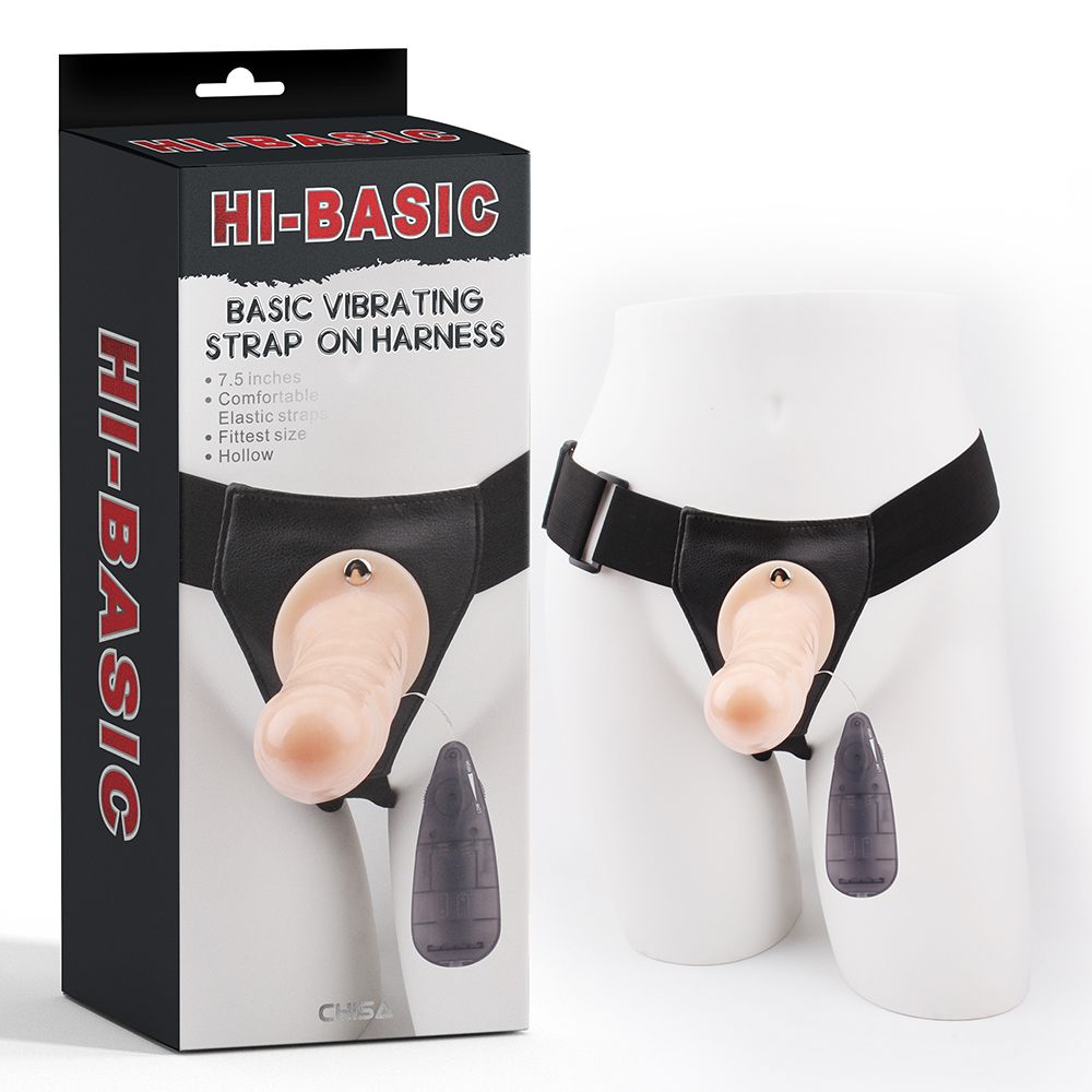 Мужской страпон с вибрацией Hi-Basic Vibrating Strap-On Harness Flesh