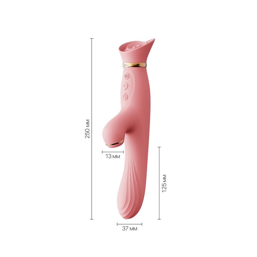 Вібратор з підігрівом та вакуумною стимуляцією клітора Zalo - ROSE Vibrator Strawberry Pink