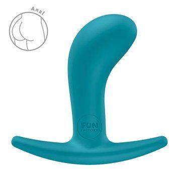 Анальная пробка Fun Factory BOOTIE S Aquamarine, диаметр 2,8 см, тонкий ограничитель, Бирюзовый