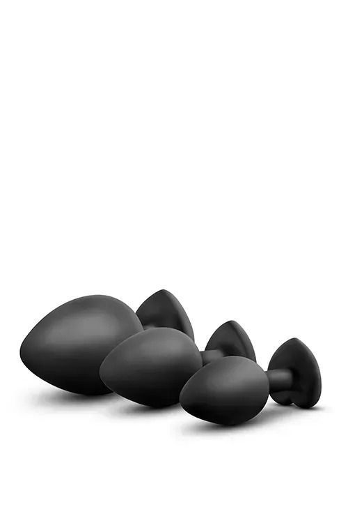 Набір анальних пробок із червоними кристалами Luxe Bling Plugs Trainer Kit, Черный