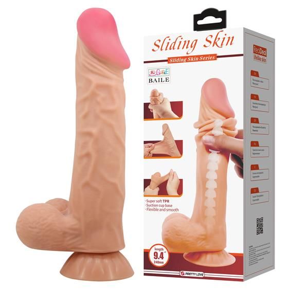 Фаллоимитатор с подвижной кожей и хребтом Sliding Skin 9.4" Flesh