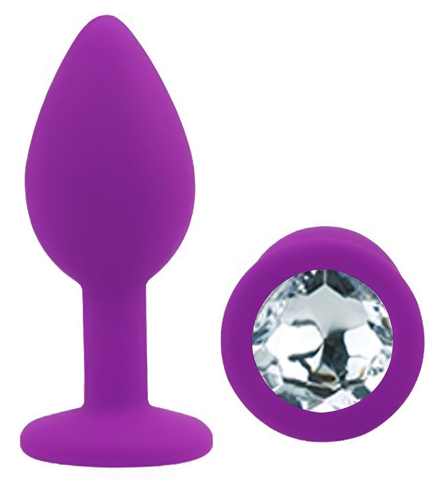 Силиконовая анальная пробка EGZO - Silicone Purple Round Plug Clear, size S, Фиолетовый