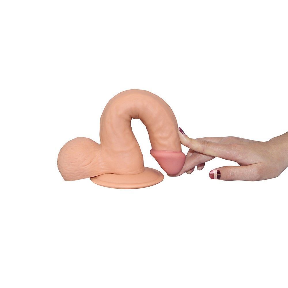 Фаллоимитатор Lovetoy The Ultra Soft Dude &mdash; гибкий, с мошонкой и присоской, телесный