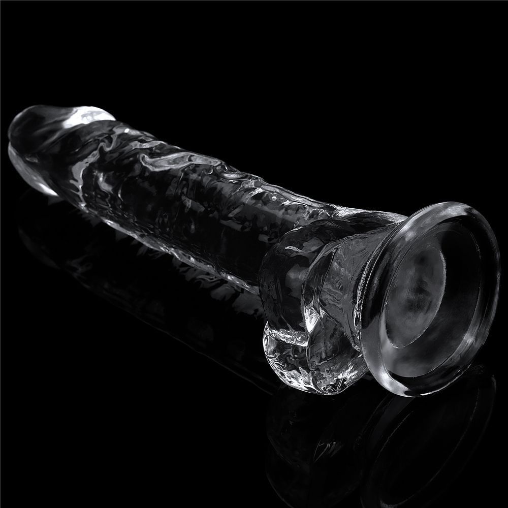 Фалоімітатор Flawless Clear 7.5 &mdash; прозорий, з мошонкою та присоскою, Прозрачный