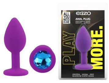 Силиконовая анальная пробка EGZO - Silicone Purple Round Plug Blue, size S, Фиолетовый