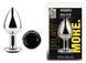 Анальная пробка с кристаллом EGZO - Silver Round Plug Black size M, Серебристый