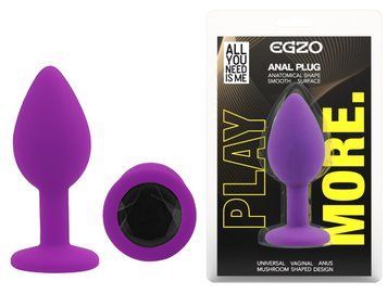Силиконовая анальная пробка EGZO - Silicone Purple Round Plug Black, size S, Фиолетовый