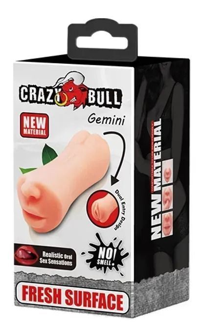Мастурбатор 2 в 1 CRAZY BULL - Gemini Realistic Oral Sex Sensations, телесный