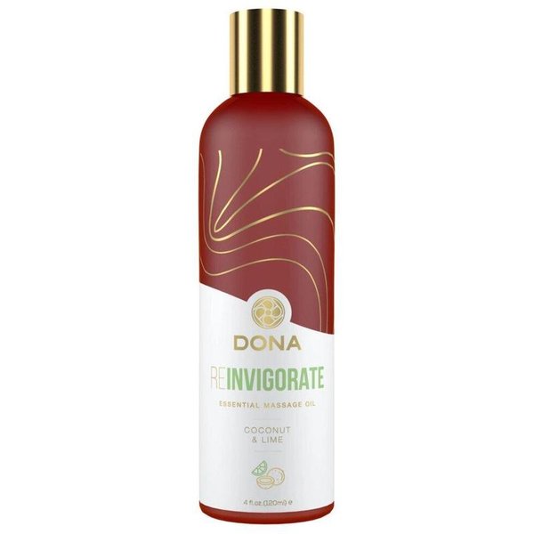 Натуральна масажна олія DONA Reinvigorate - Coconut & Lime (120 мл) з ефірними оліями