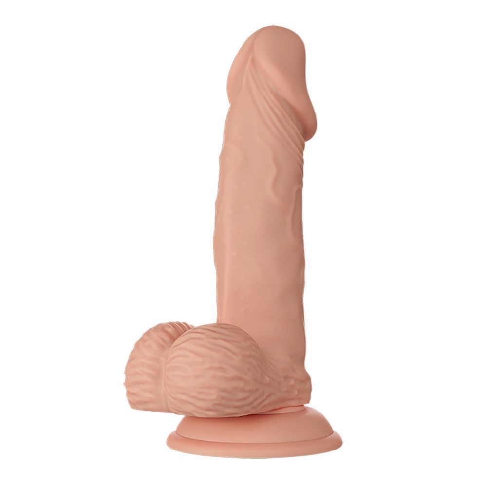 Фаллоимитатор BAILE - Sliding Skin 8,1'', Suction base Bendable TPR, Коричневый