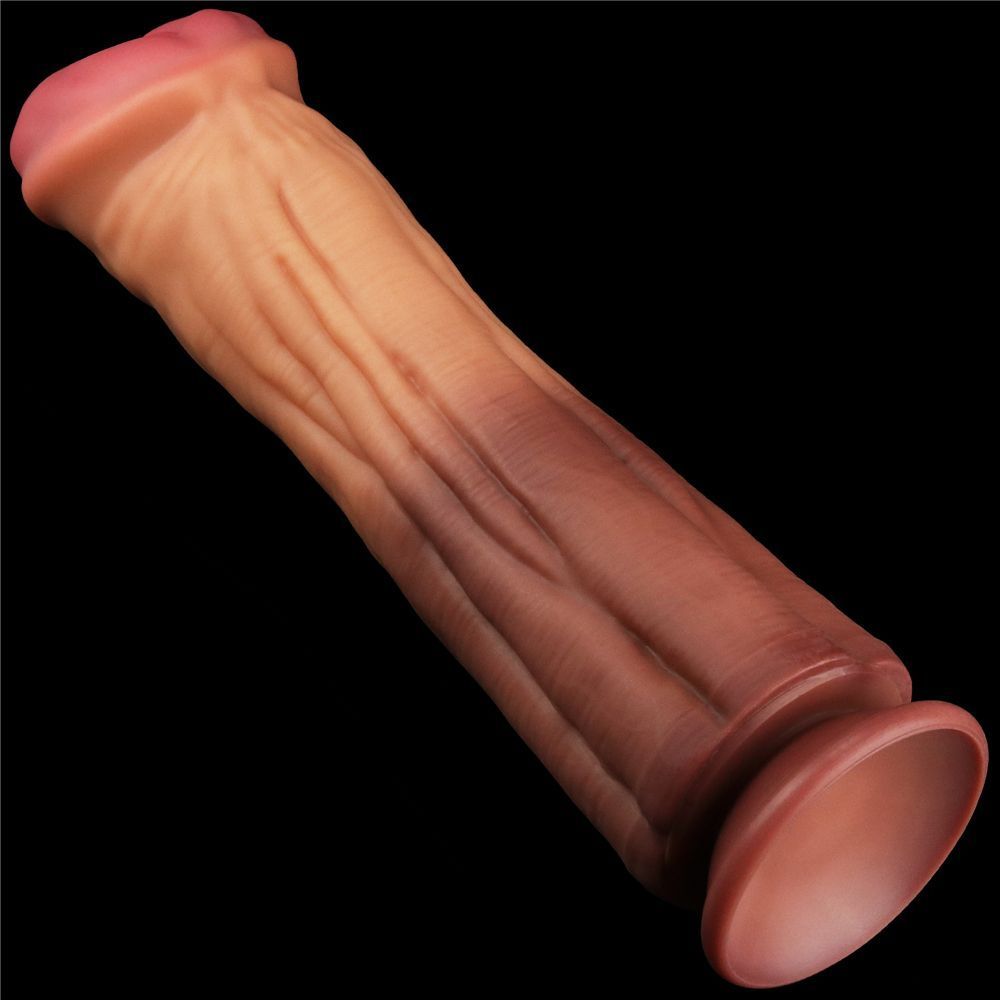 Фалоімітатор - Dual-Layered Silicone Cock 12" Brown, Коричневий