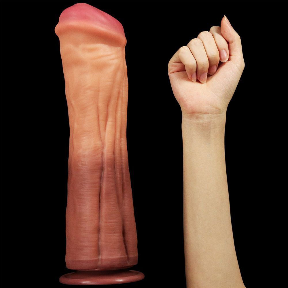 Фалоімітатор - Dual-Layered Silicone Cock 12" Brown, Коричневий